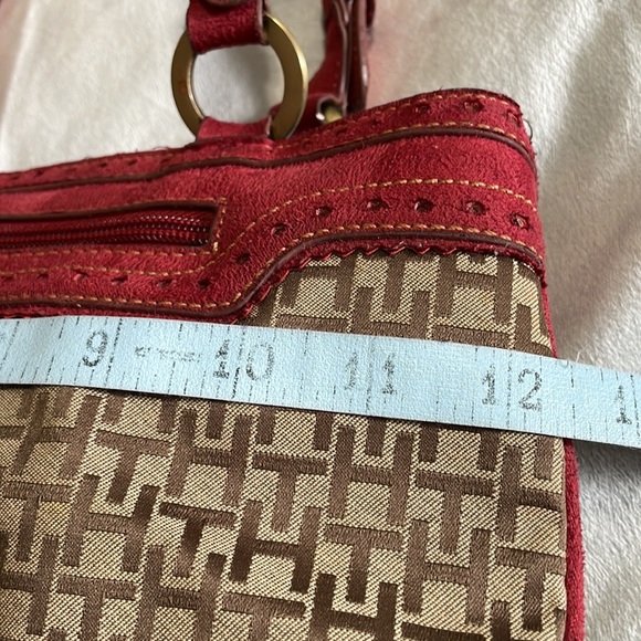 Tommy Hilfiger Red Leather Trimmed Multi Pocket Shoulder Bag/Purse - Picture 12 of 16